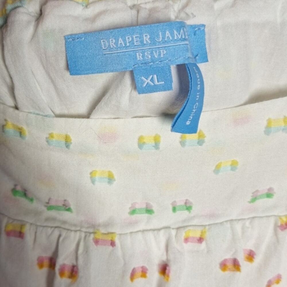 Draper James RSVP rainbow clip-dot tiered midi dress Cottagecore minimalist - Picture 4 of 6
